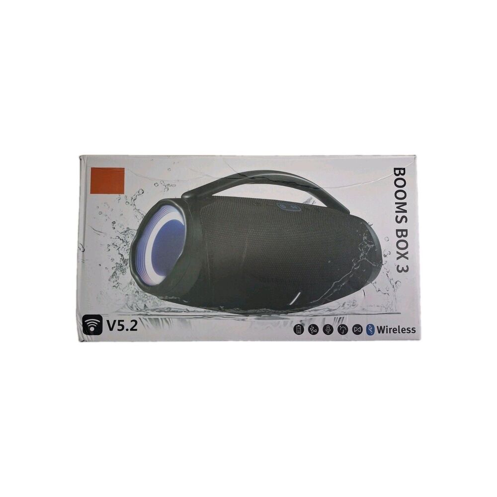 Booms Box 3 Wireless Bluetooth Party Bass Speaker V5.2 Portable Rechargeable